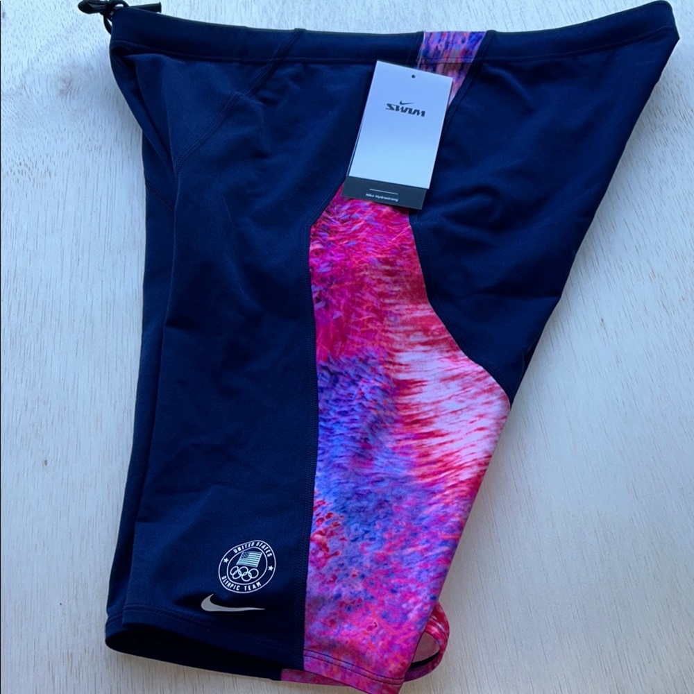Nike Swim Mens US Olympic Team HydraStrong Jammer Navy Pink NESSE037 Size 34 NWT